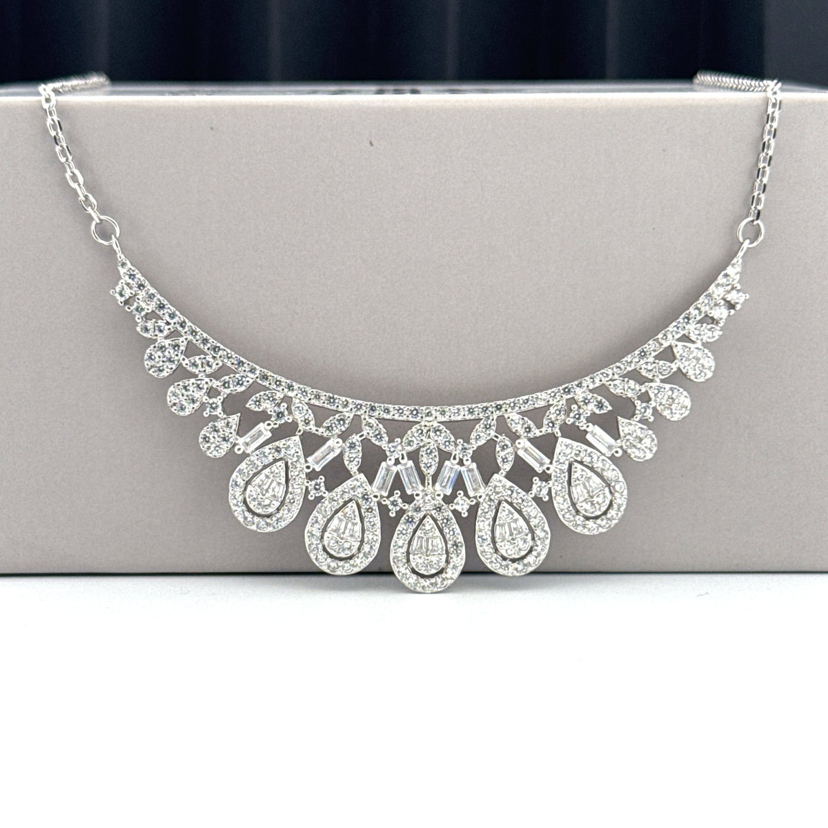 Micro Silver Set Y Necklace Silver – Micro Stone 925 Rhodium Style Elegant – Topco Silver